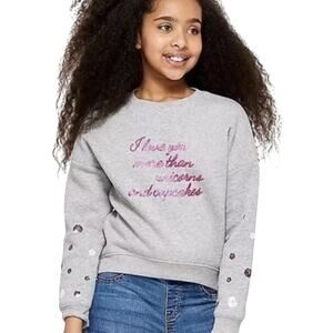 Justice Girls Sparkle Crew Neck Sweatshirt “I love you more...” size 14/16